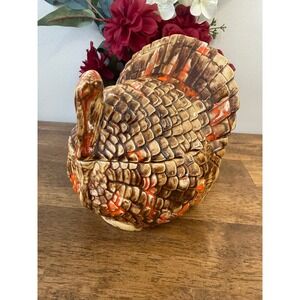 Vintage Ceramic Turkey Tureen Covered Dish Thanksgiving Fall Harvest Decor‎ MCM